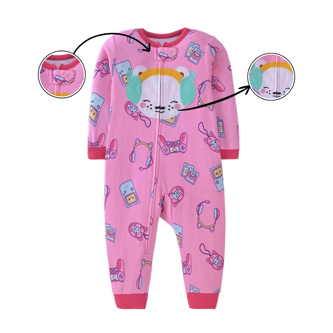 Pink Gamer Bear Baby Romper