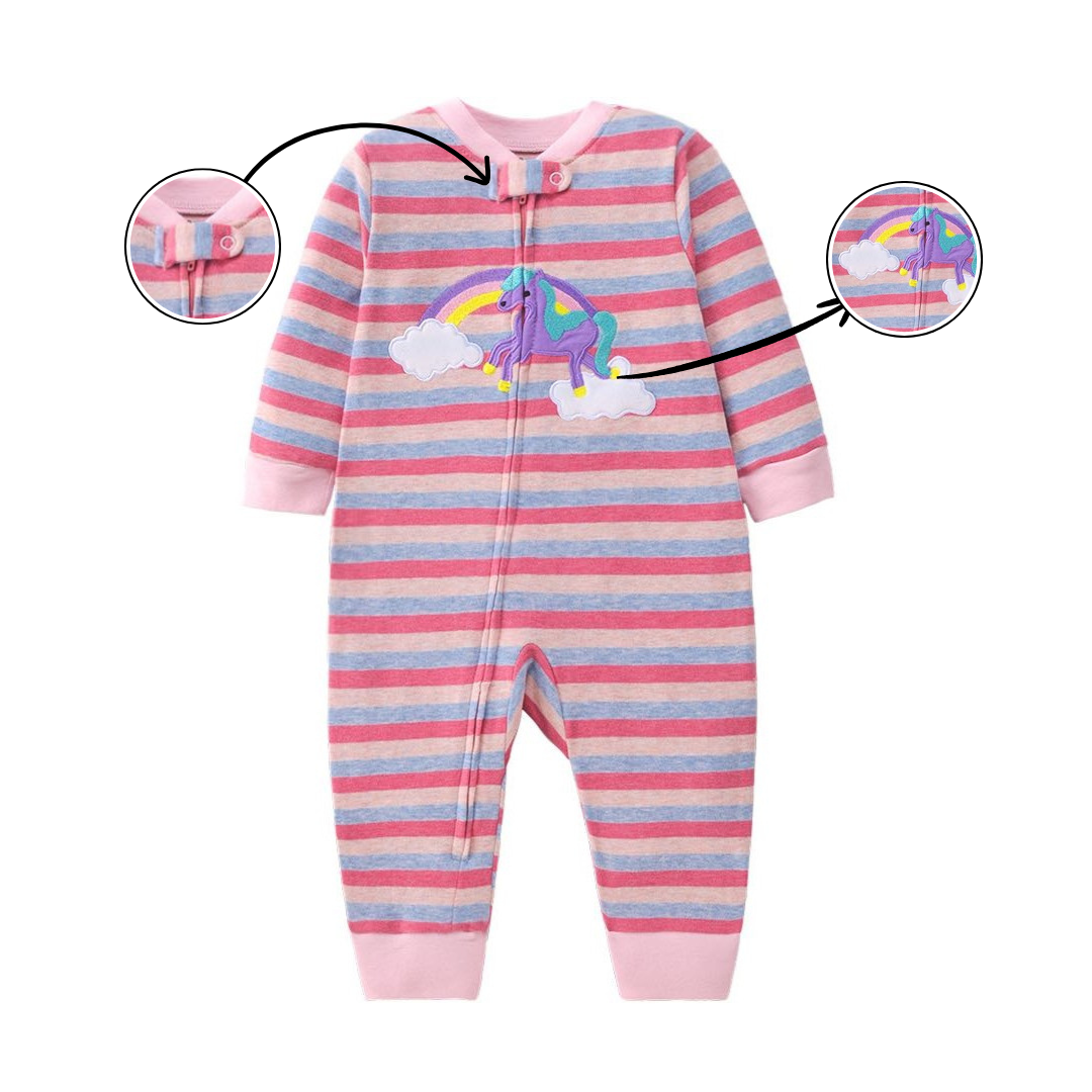 Rainbow Unicorn Striped Romper