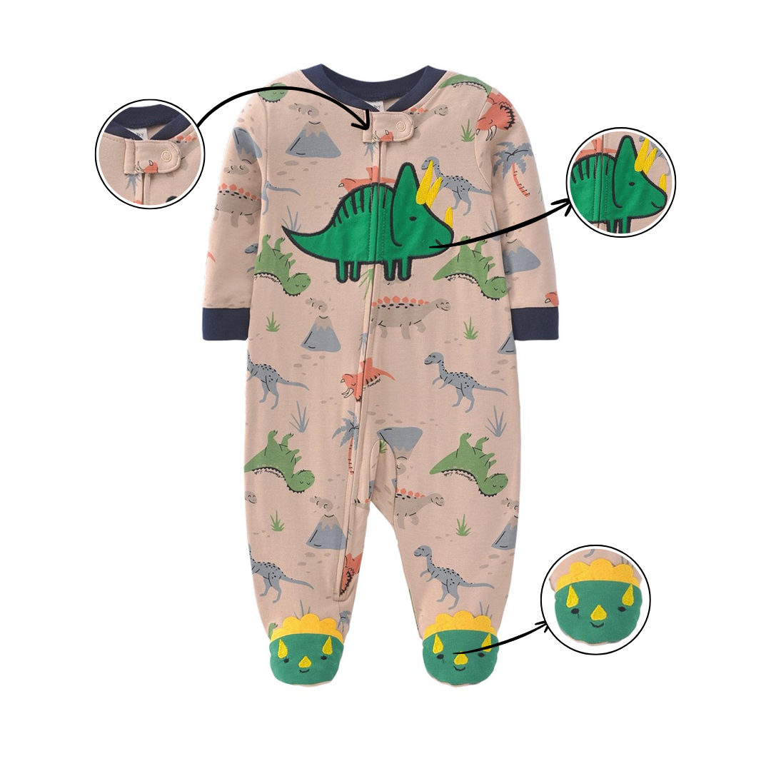 Dinosaur Print Footed Baby Romper