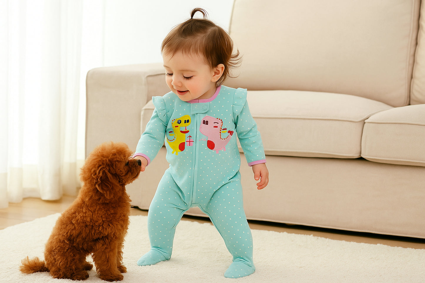 Dinosaur Ruffle Footed Baby Romper