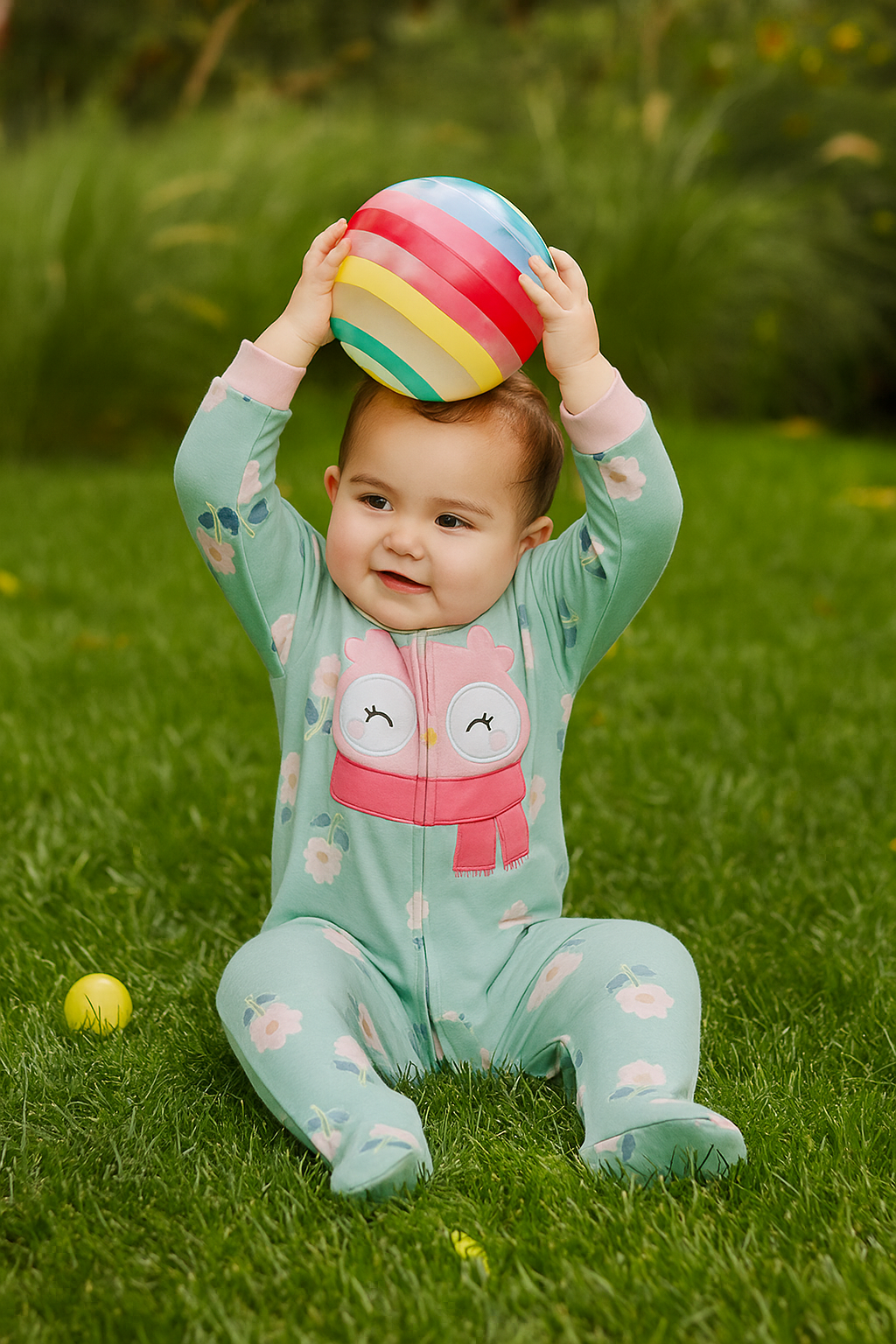 Floral Owl Footed Baby Romper
