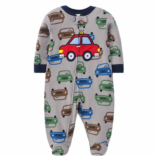 Car Print Footed Baby Romper