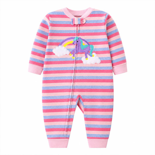 Rainbow Unicorn Striped Romper