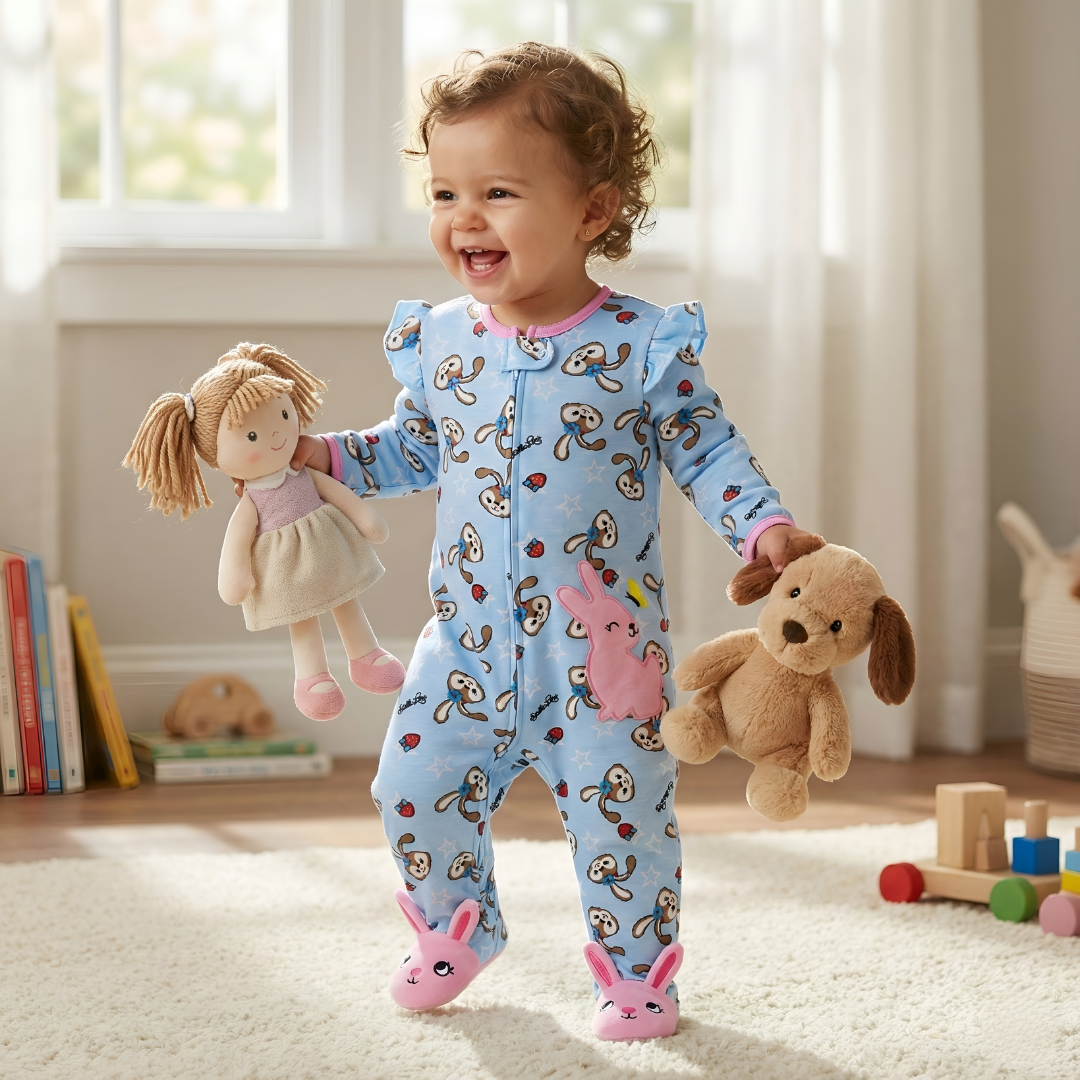 Bunny Ruffle Footed Baby Romper