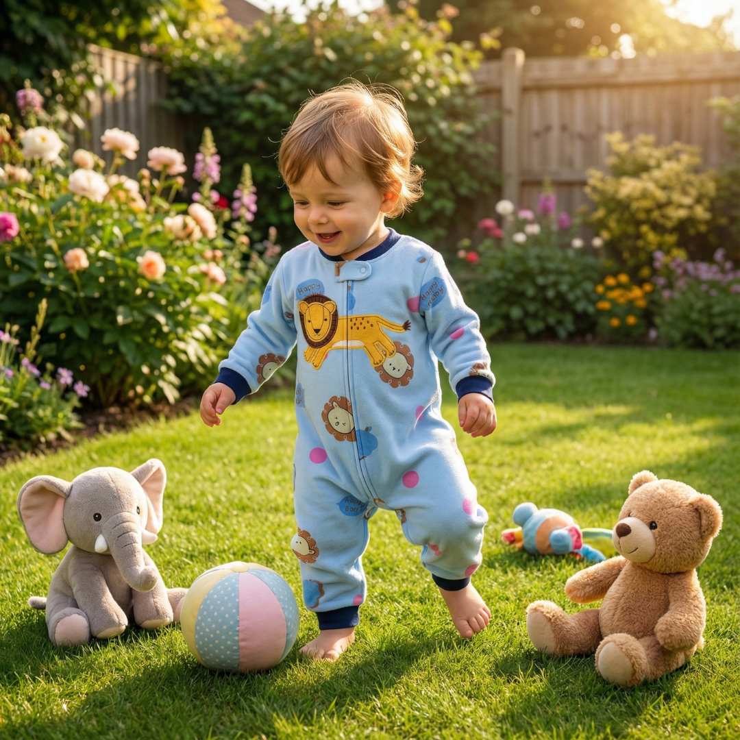 Happy Lion Footed Baby Romper