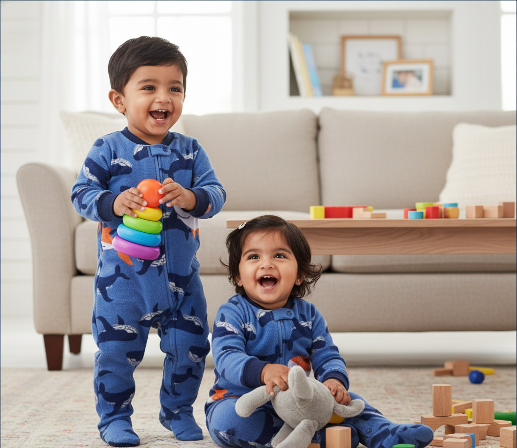 Whale Print Footed Baby Romper