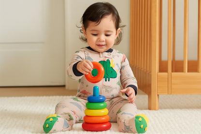 Dinosaur Print Footed Baby Romper