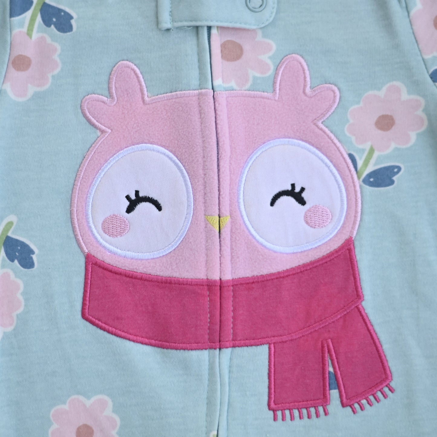 Floral Owl Footed Baby Romper