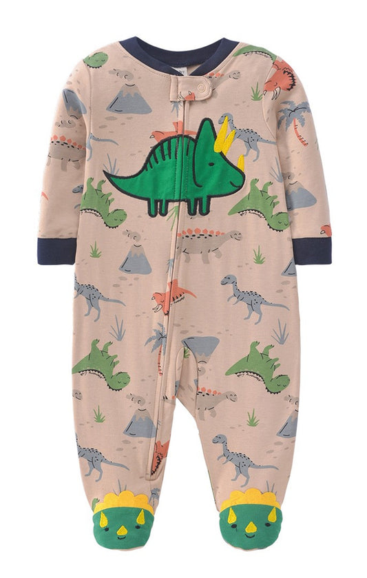 Dinosaur Print Footed Baby Romper