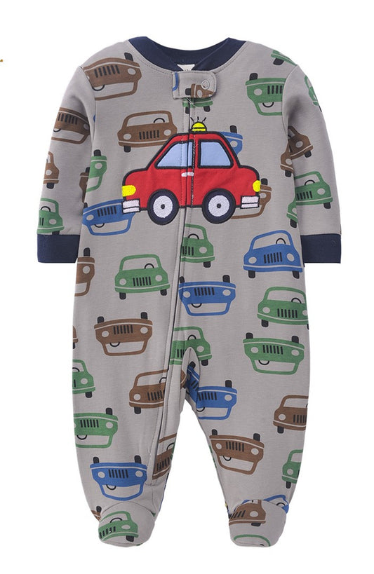 Car Print Footed Baby Romper