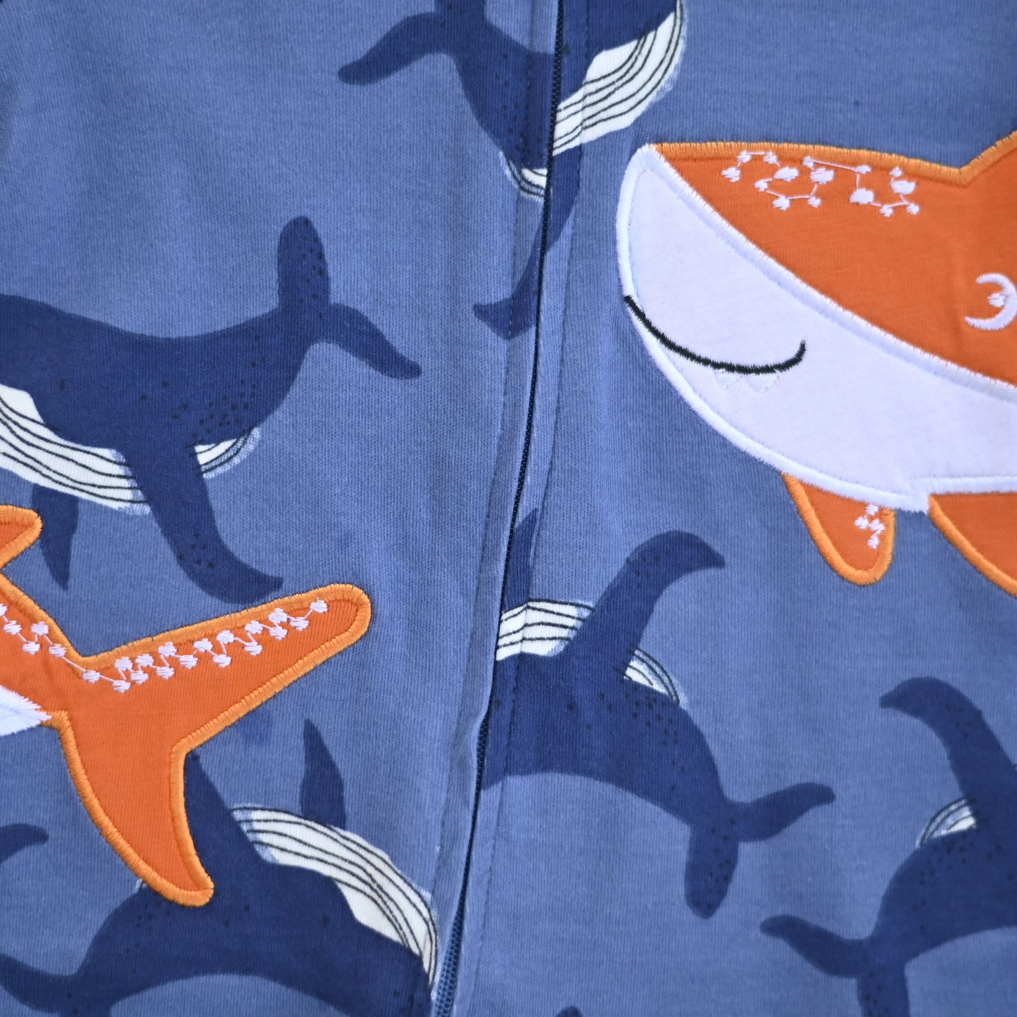 Whale Print Footed Baby Romper