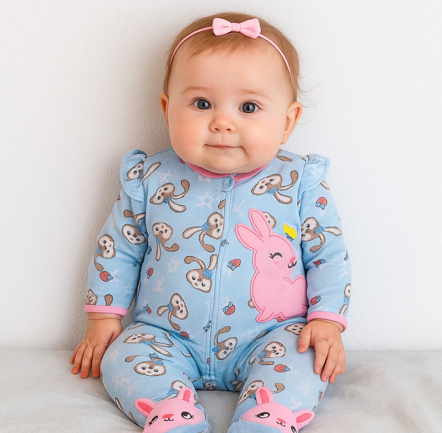 Bunny Ruffle Footed Baby Romper