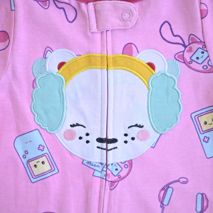 Pink Gamer Bear Baby Romper