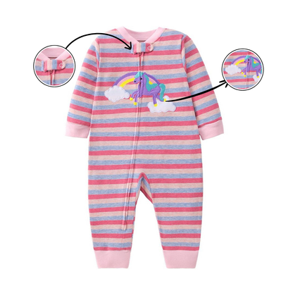 Rainbow Unicorn Striped Romper