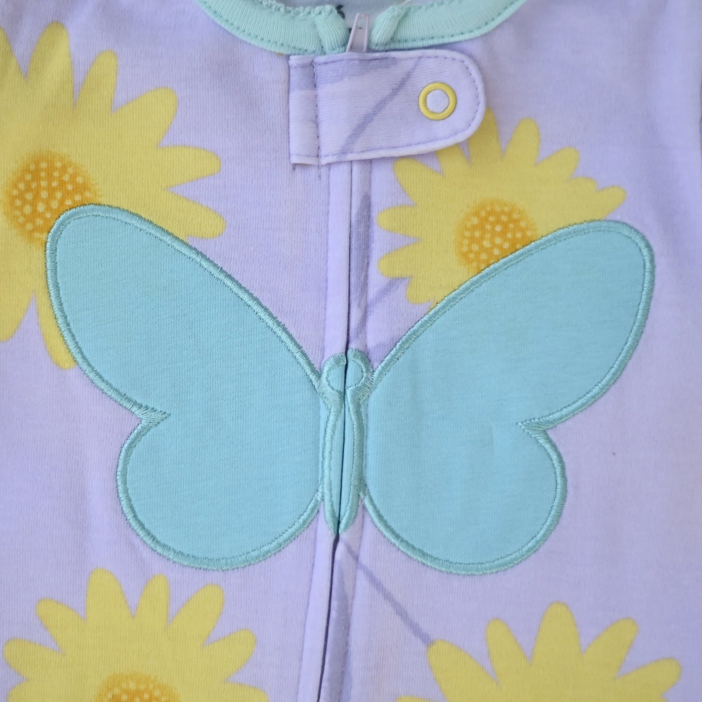 Sunflower Butterfly Footed Baby Romper
