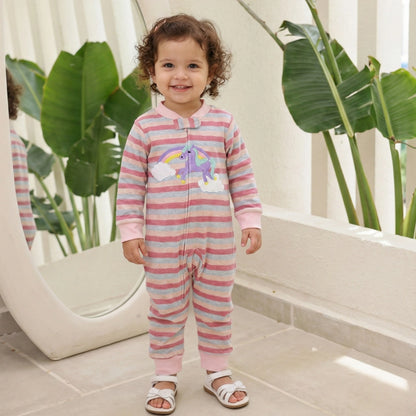 Rainbow Unicorn Striped Romper