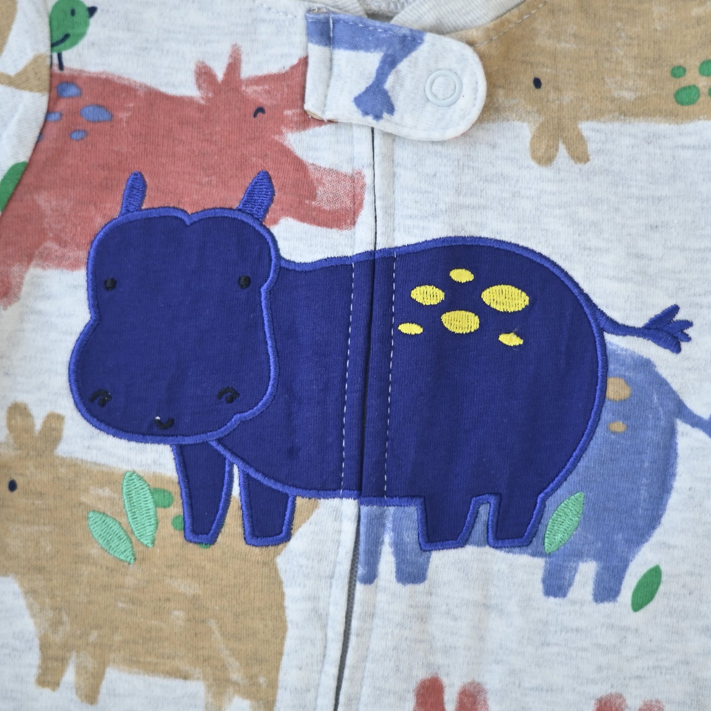 Colorful Hippo Footed Baby Romper