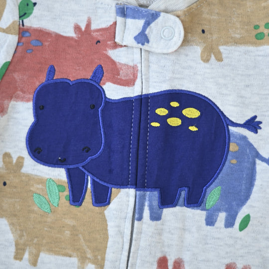 Colorful Hippo Footed Baby Romper