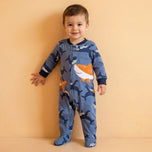 Whale Print Footed Baby Romper