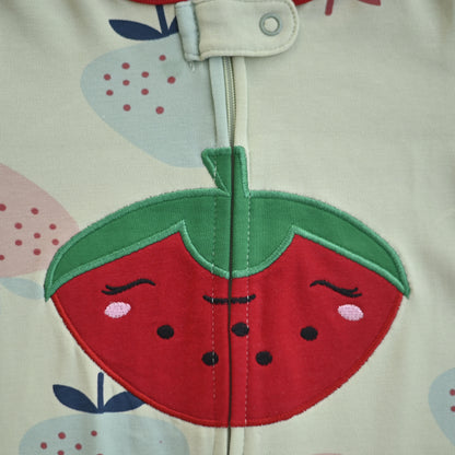 Sweet Strawberry Footed Baby Romper