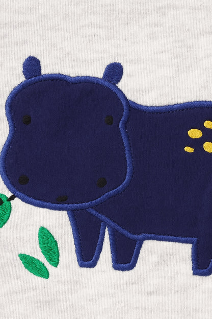 Colorful Hippo Footed Baby Romper