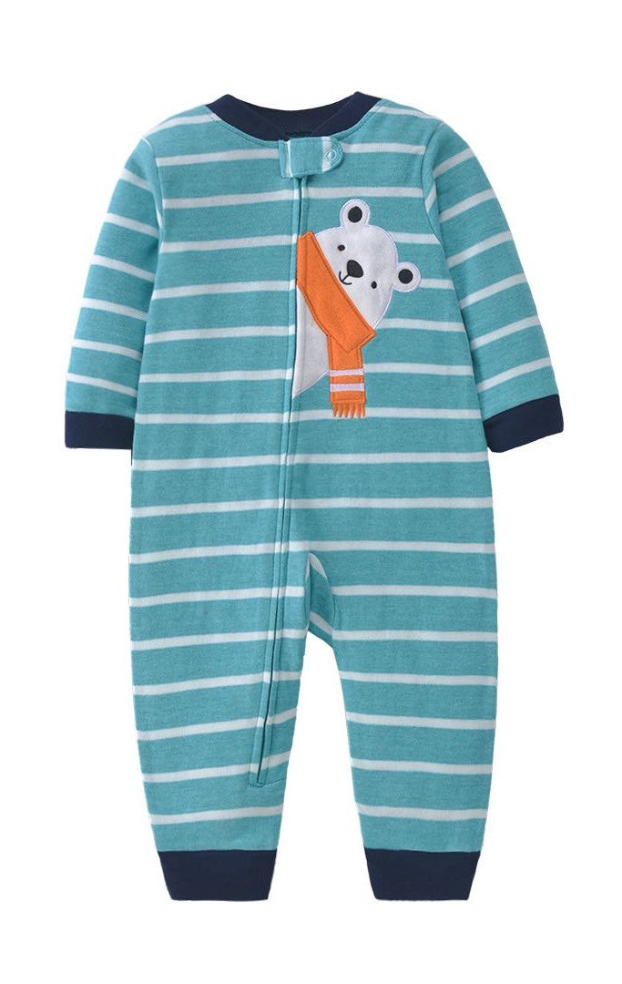 Polar Bear Striped Baby Romper