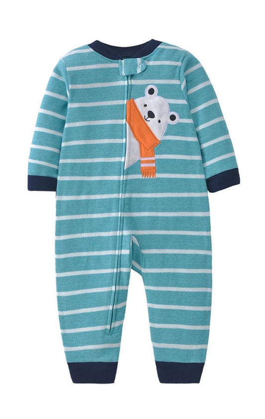 Polar Bear Striped Baby Romper