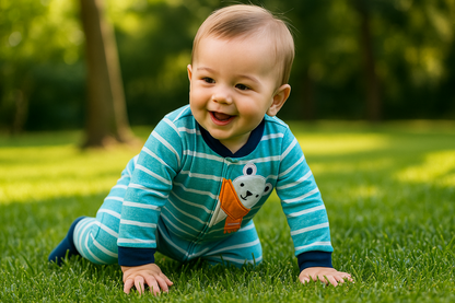 Polar Bear Striped Baby Romper