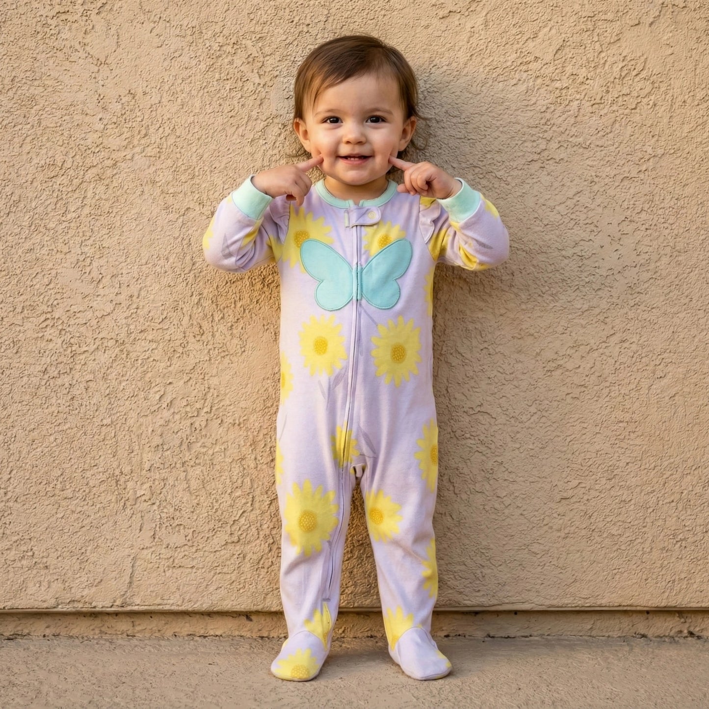 Sunflower Butterfly Footed Baby Romper