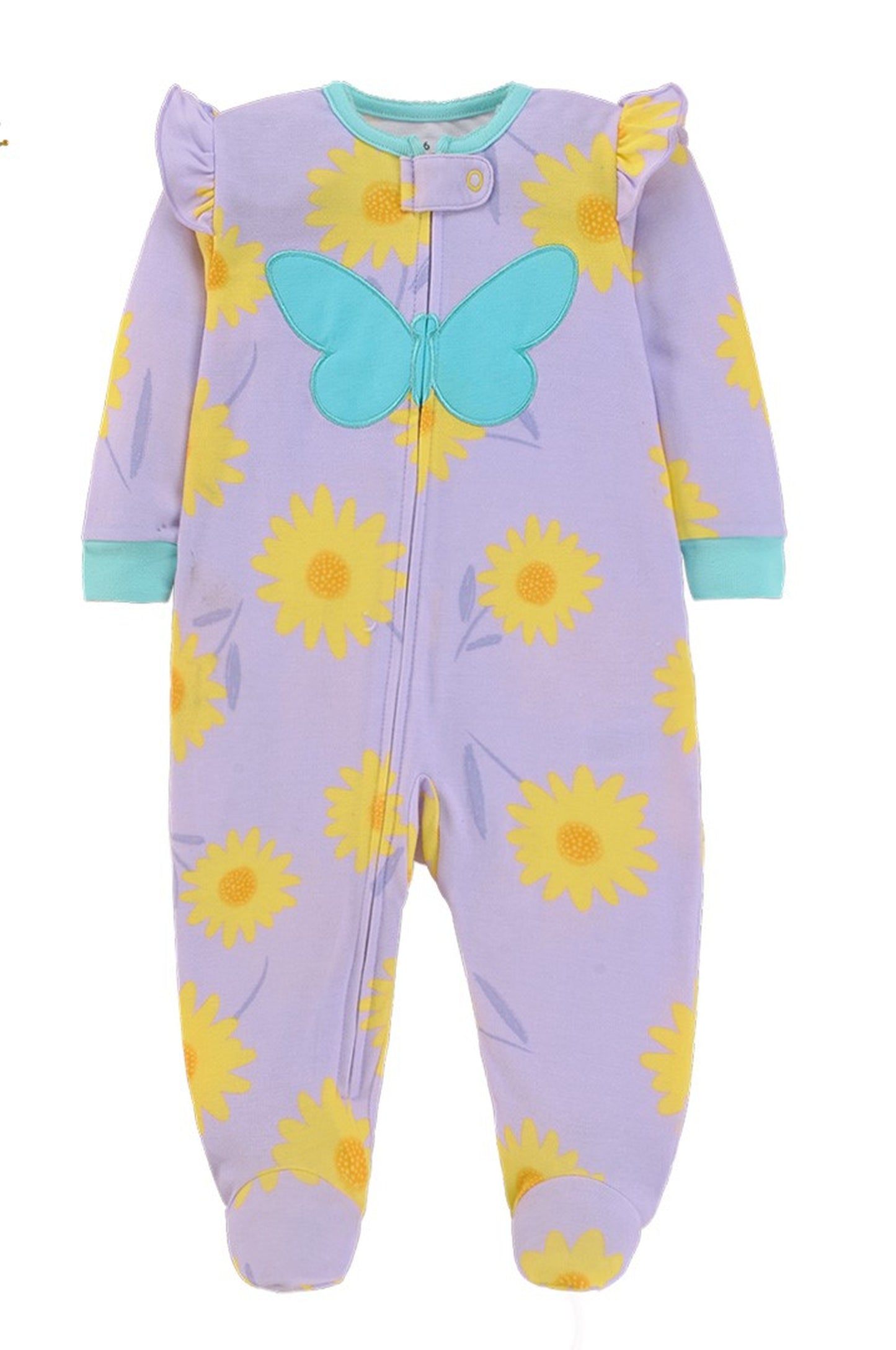 Sunflower Butterfly Footed Baby Romper