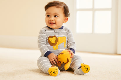 Striped Lion Footed Baby Romper