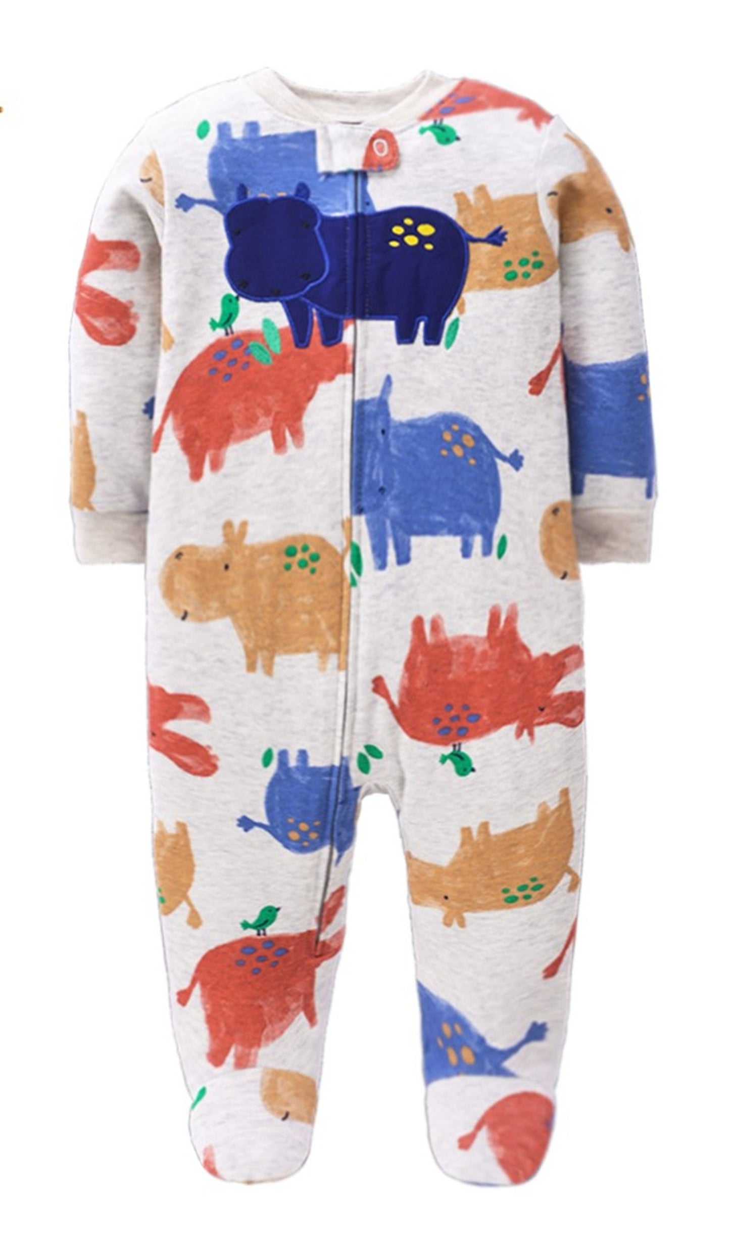 Colorful Hippo Footed Baby Romper
