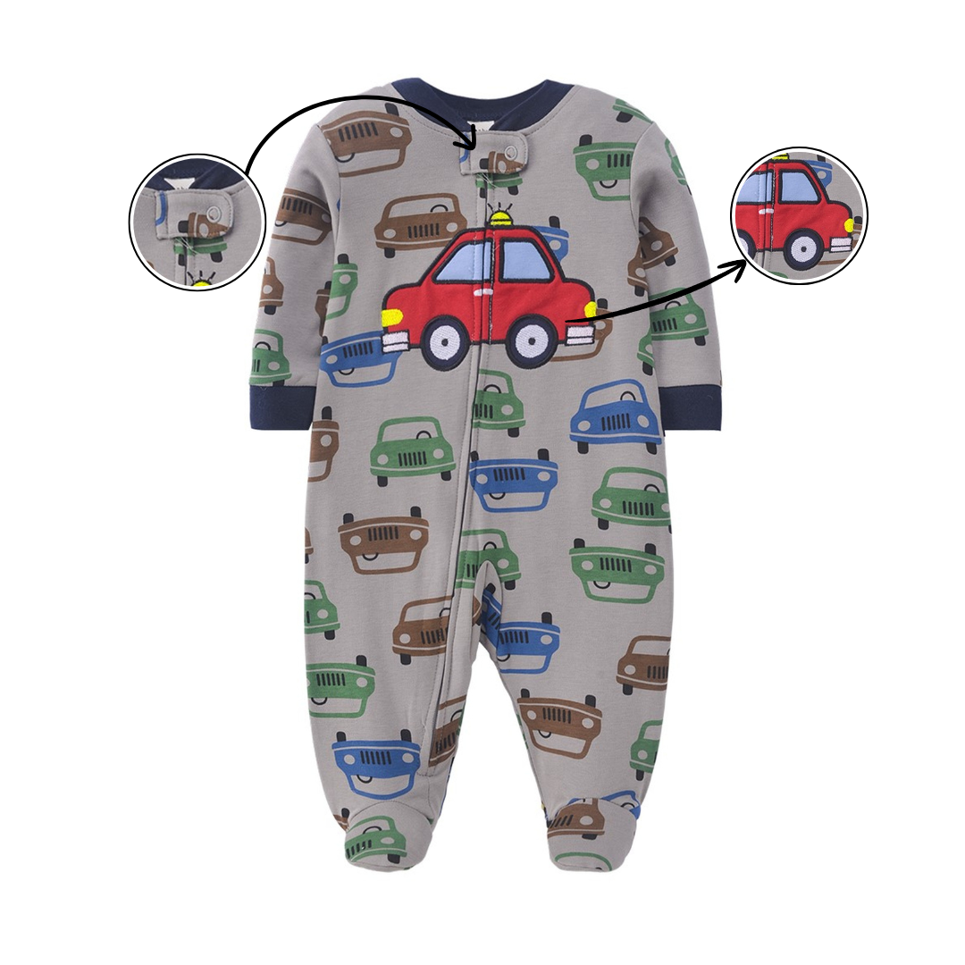 Car Print Footed Baby Romper