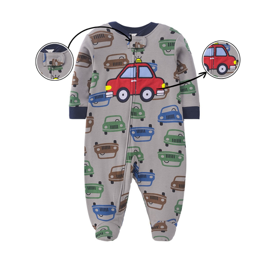 Car Print Footed Baby Romper
