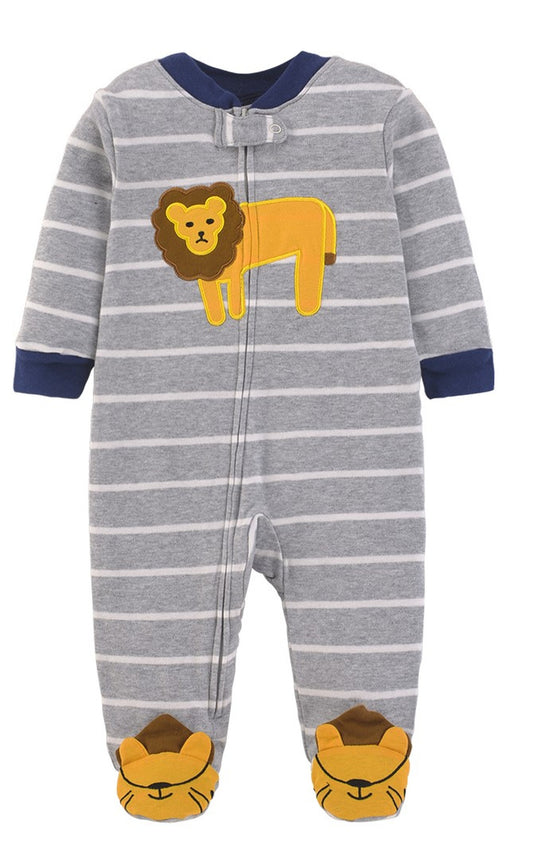 Striped Lion Footed Baby Romper