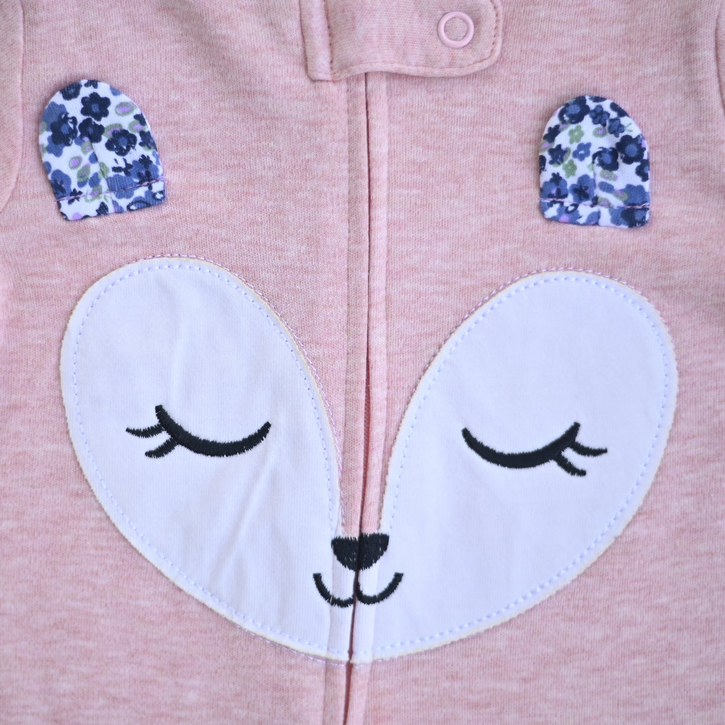 Sleepy Pink Fox Baby Romper