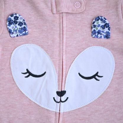 Sleepy Pink Fox Baby Romper