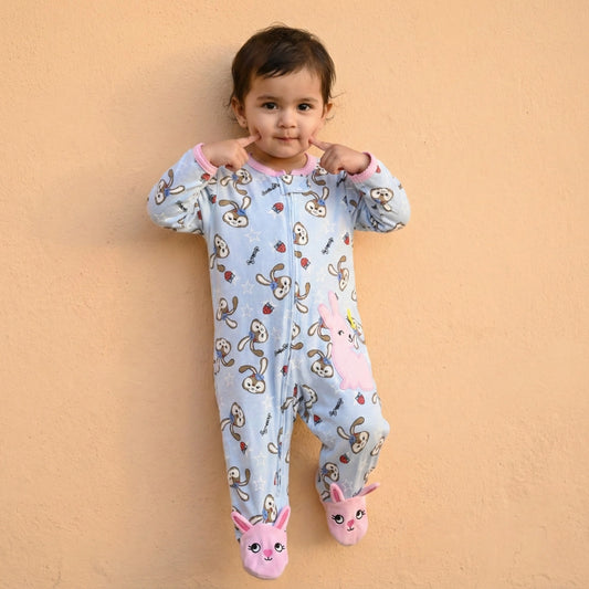Bunny Ruffle Footed Baby Romper