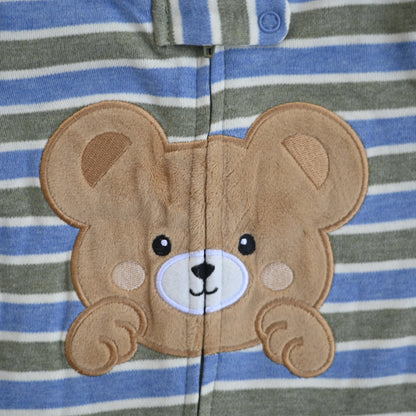 Striped Bear Cozy Baby Romper