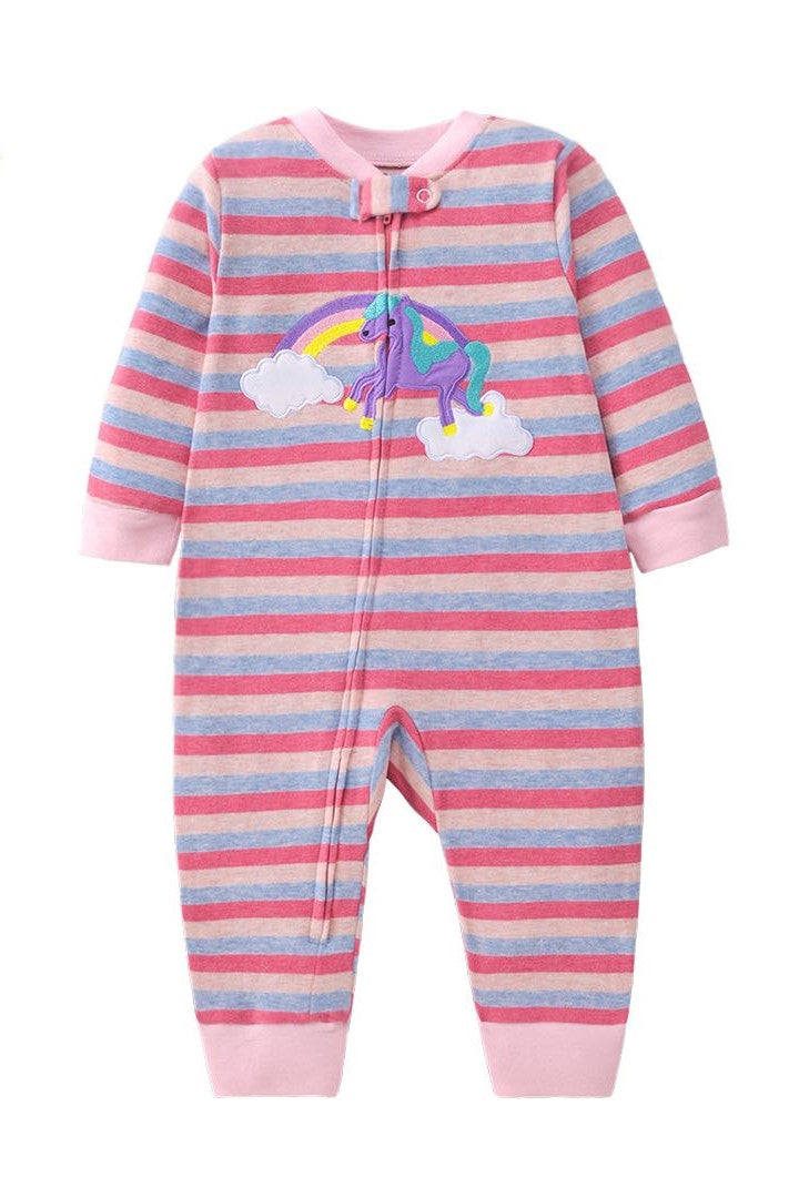 Rainbow Unicorn Striped Romper