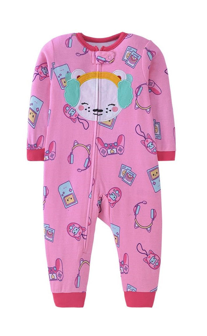 Pink Gamer Bear Baby Romper