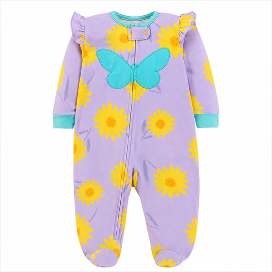 Sunflower Butterfly Footed Baby Romper