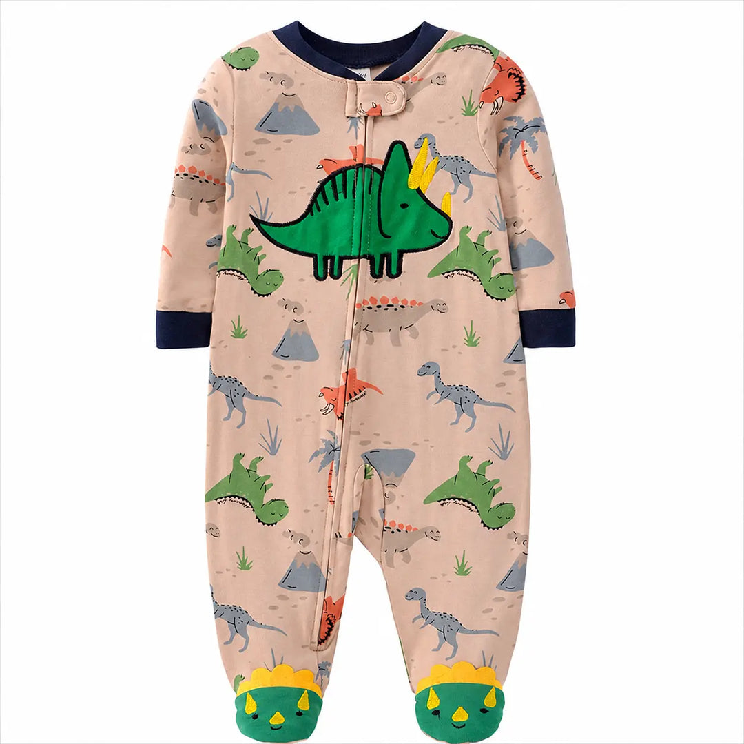 Dinosaur Print Footed Baby Romper