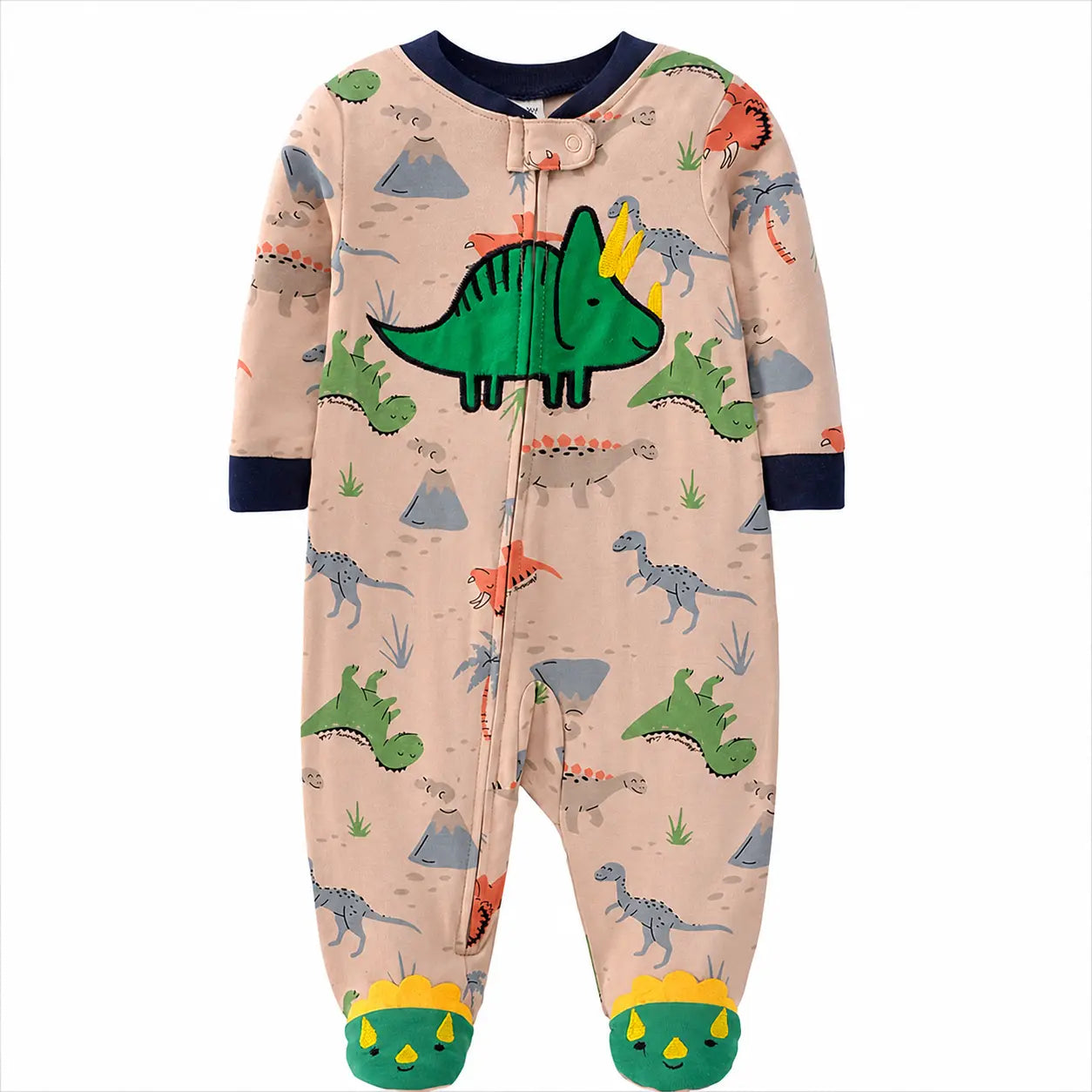Dinosaur Print Footed Baby Romper