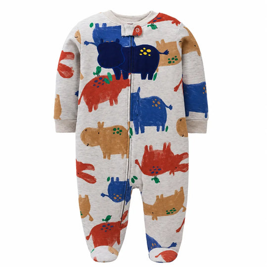 Colorful Hippo Footed Baby Romper