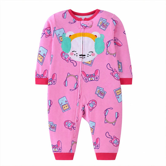 Pink Gamer Bear Baby Romper
