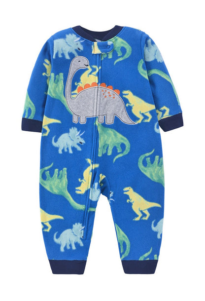 Winter Dinosaur Fleece Baby Romper
