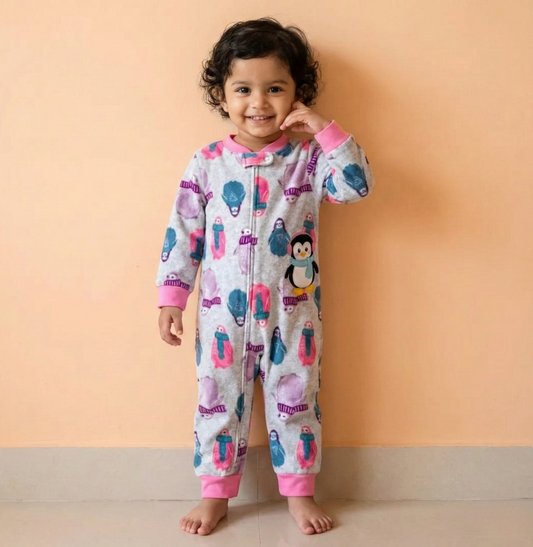 Penguins Fleece Baby Romper