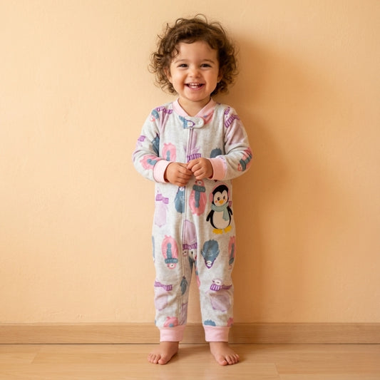 Penguins Fleece Baby Romper