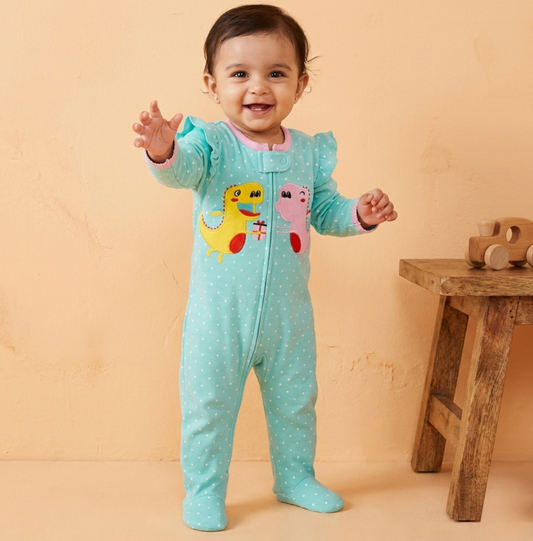 Dinosaur Ruffle Footed Baby Romper